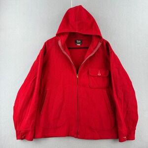 Vintage 40s 50s Woolrich Jacket Mens Large 25x26 Red Wool Hoodie Zip D Pocket